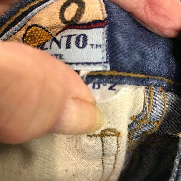 Women's Vintage Pentimento wide flare small size boho applique jeans - Picture 10 of 10